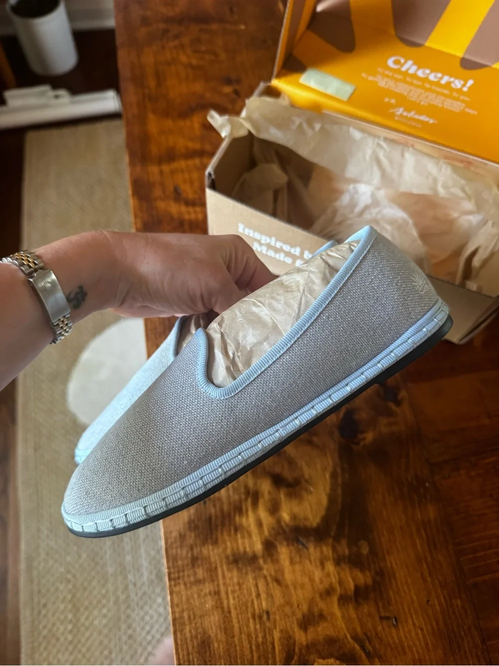 NWT Soludos The Venetian Flat, Light Blue Slip-On Espadrilles